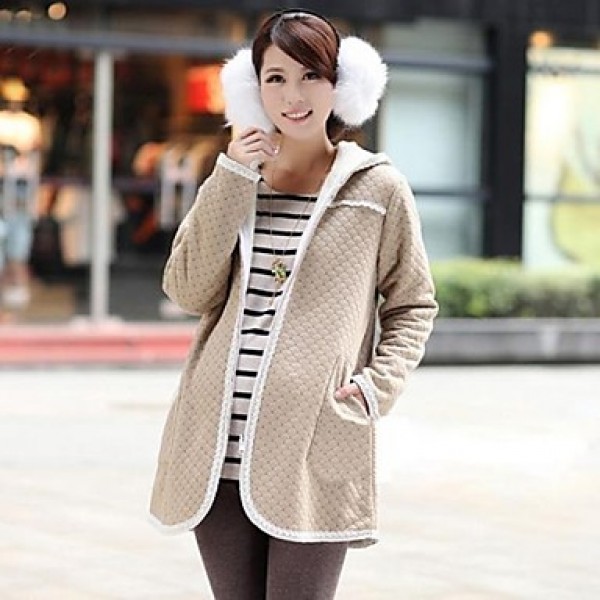 Maternity Long Coat , Casual Long Sleeve Cotton/Po...